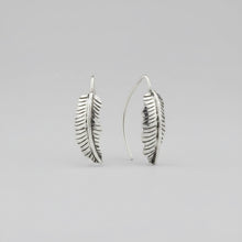 Load image into Gallery viewer, Sterling Silver Feather Earrings - Nature-Inspired Drop Design in .925 Sterling Silver