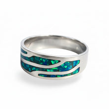 Load image into Gallery viewer, El Mar Ring – Opal Waves Statement in .925 Sterling Silver
